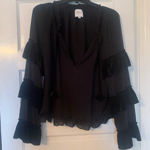 Black silk and velvet blouse